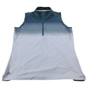 Adidas Shirt Womens XL Gray Striped Ultimate365 Sleeveless 1/4 Zip Pullover
